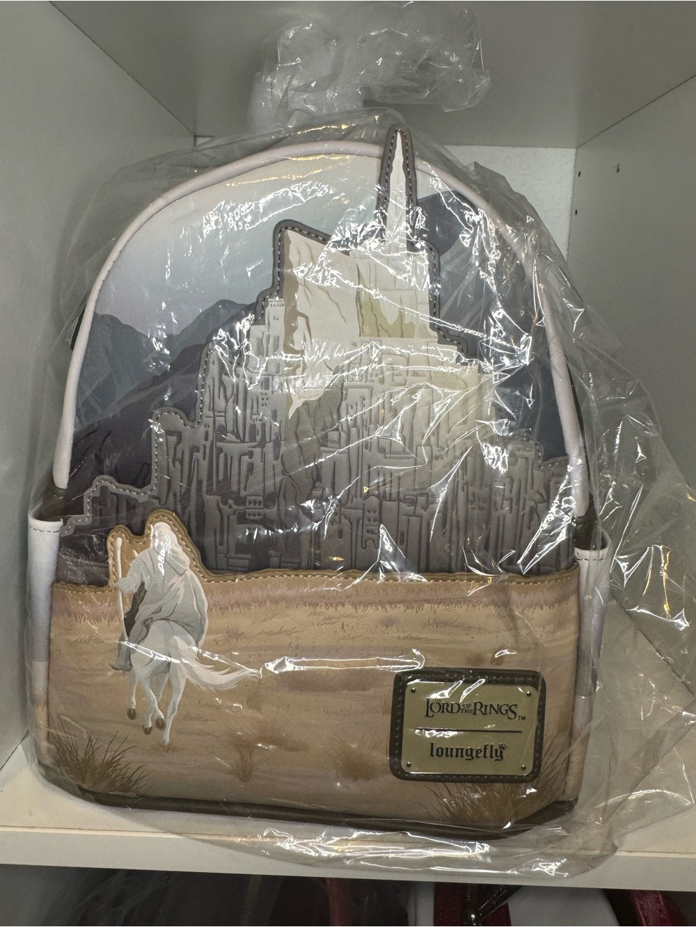 Loungefly Lord of the Rings Castle Scene Mini Backpack in Beige and White